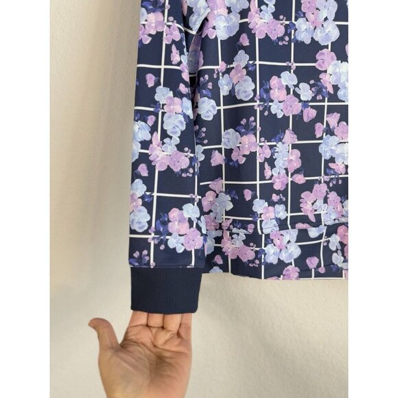 Peter Millar Golf Birdie Sport Top Womens Sweatshirt Size S Pullover Navy Floral - Picture 6 of 13